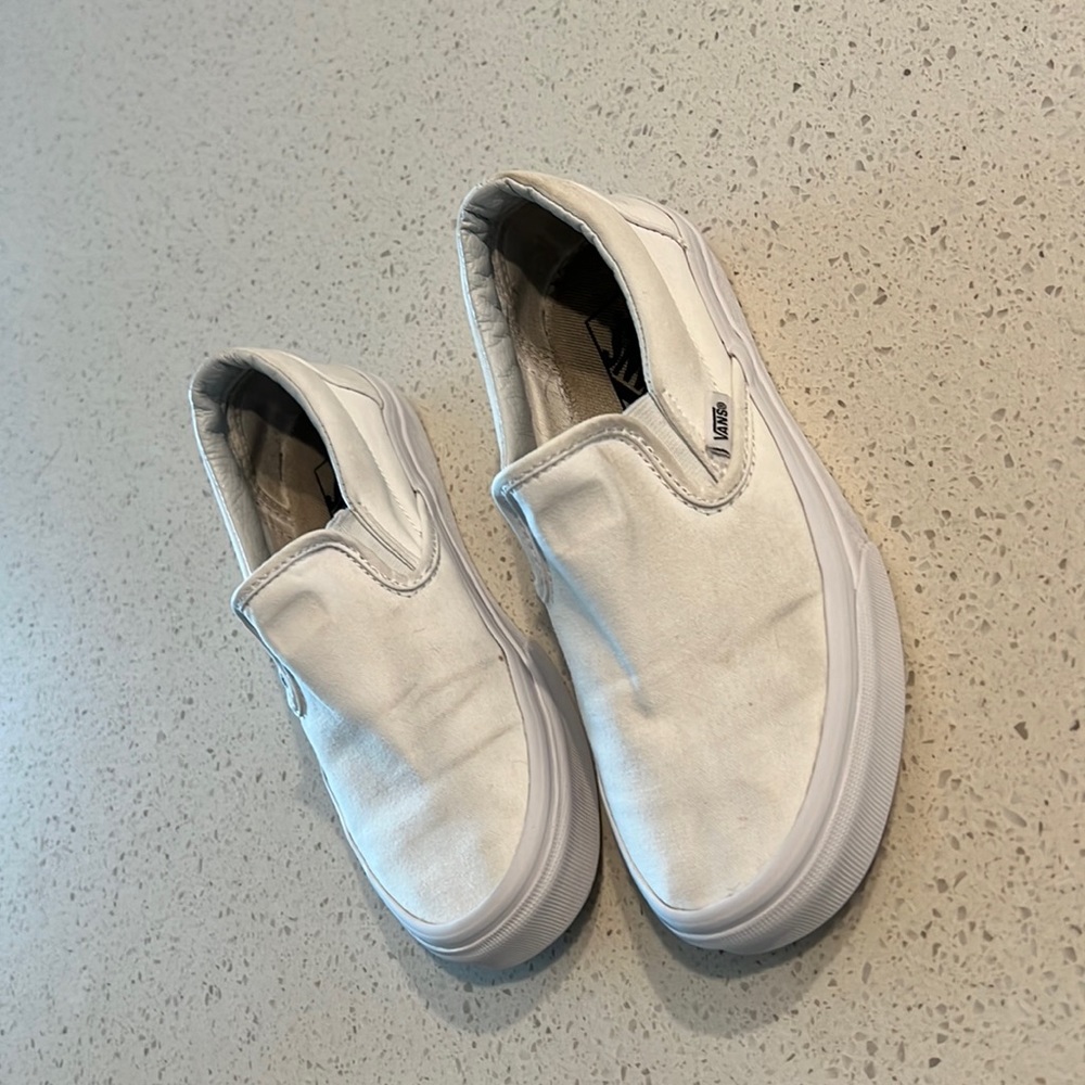 Canvas white slip on vans